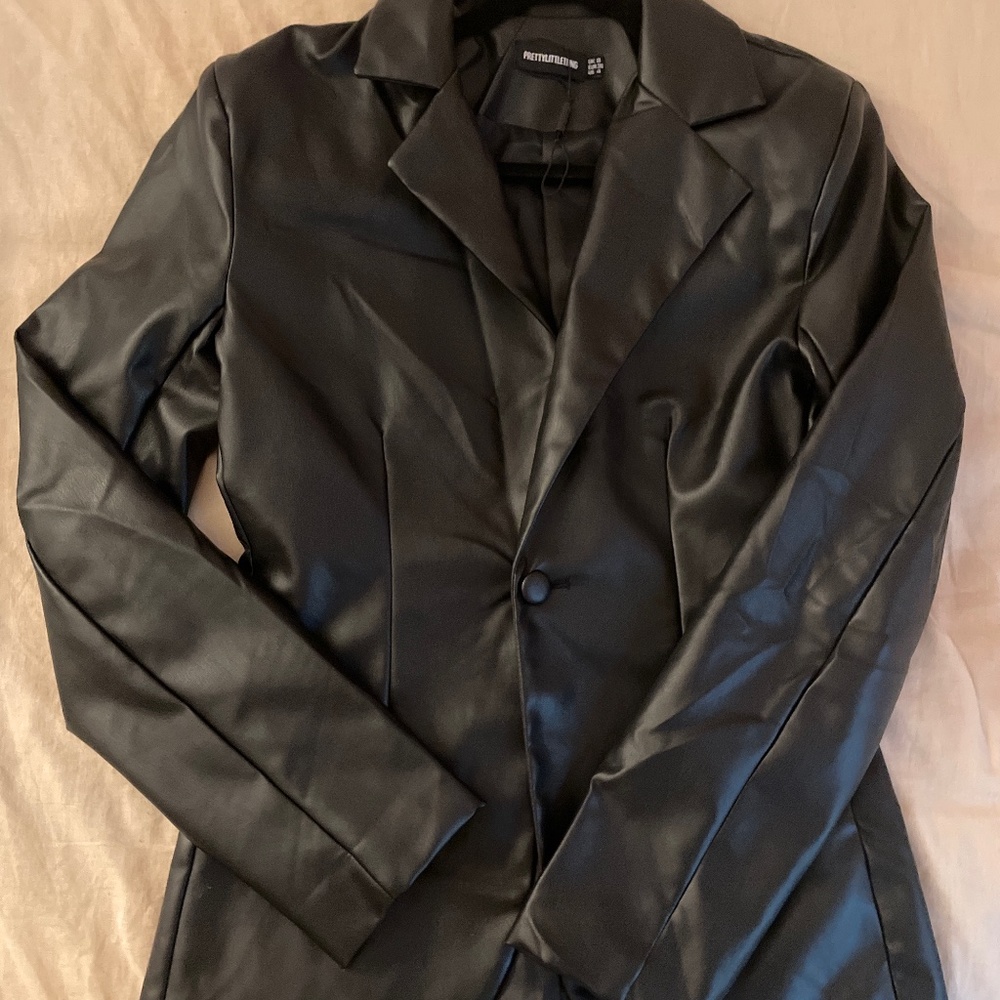 Faux Leather Blazer